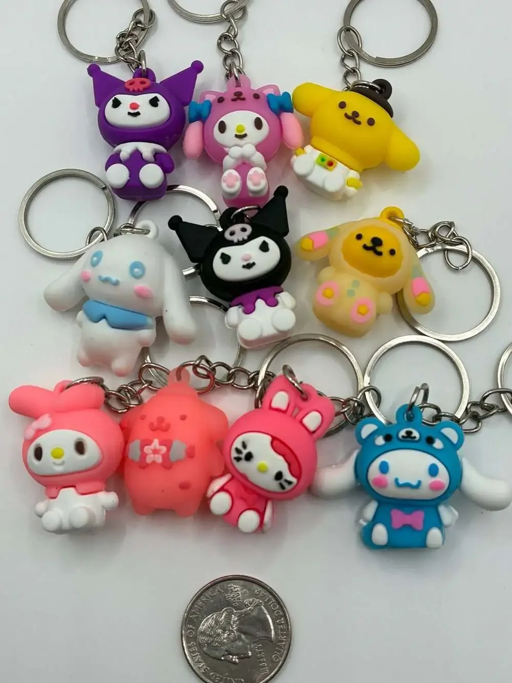 Hello Kitty Silicone Character Keychains Set of 3